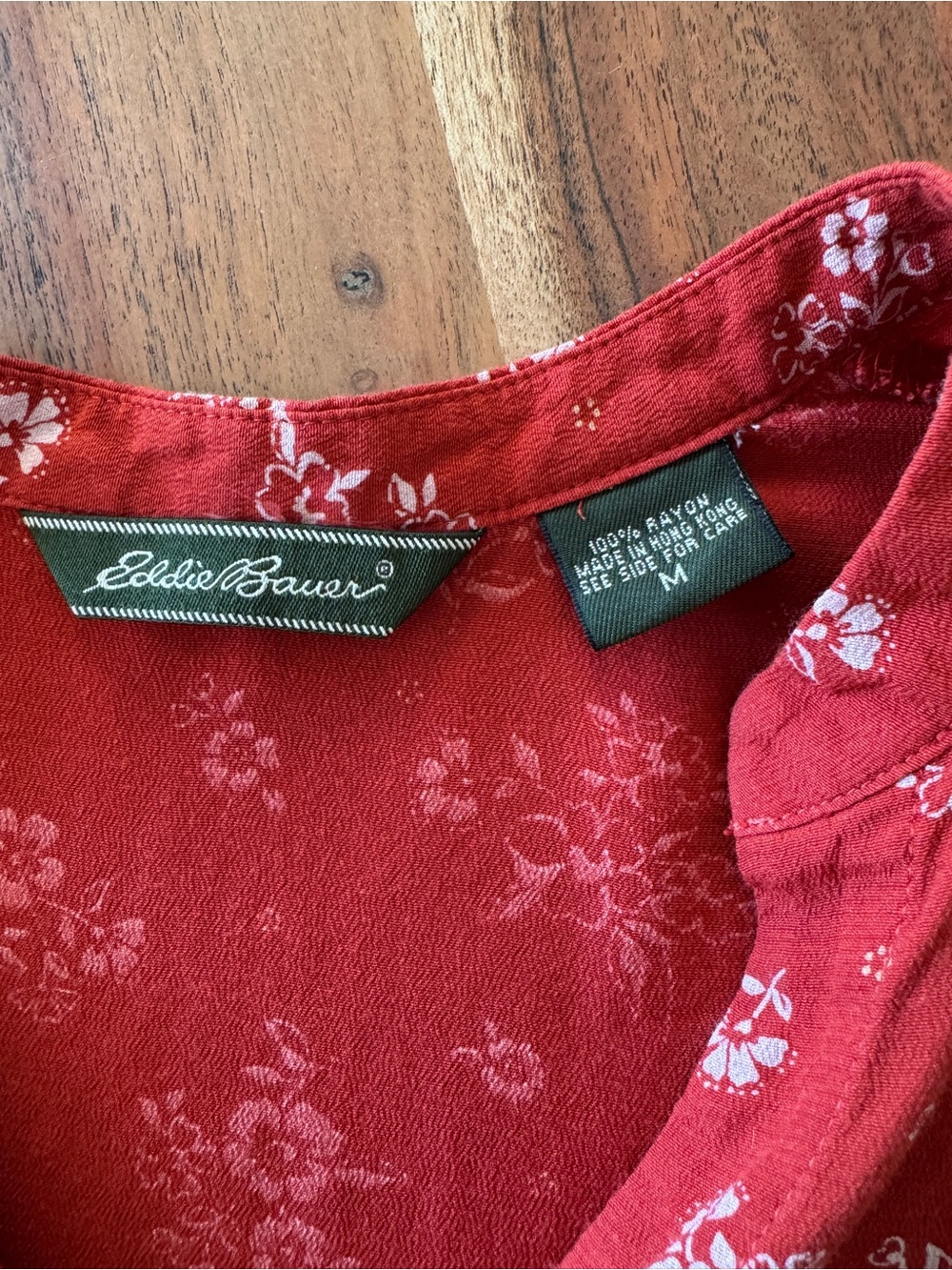 Vintage 90s Eddie Bauer Red Floral Rayon Button Front Maxi Dress M - Picture 10 of 10